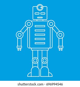 Robot icon blue outline style isolated vector illustration. Thin line sign