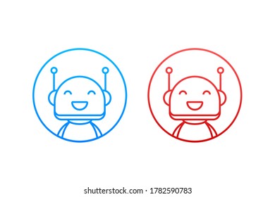 Robotersymbol. Bot Signature Design. Chatbot-Symbol-Konzept. Voice Support Service Bot. Online-Support-Bot. Vektorgrafik.