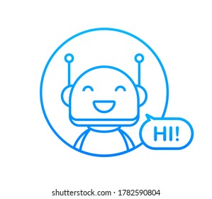 Robot icon. Bot sign design. Chatbot symbol concept. Voice support service bot. Online support bot. Vector illustration.