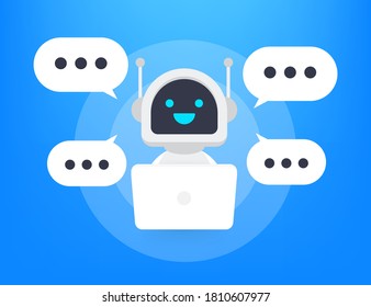 Robot icon. Bot sign design. Chatbot symbol concept. Voice support service bot. Online support bot. Vector illustration.