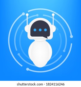 Icono de robot. Diseño de señales de bots. Concepto de símbolo de robot. Bot del servicio de soporte de voz. Bot de soporte en línea. Ilustración vectorial.