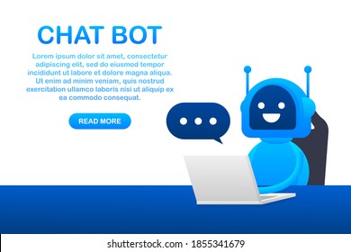 Robot icon. Bot sign design. Chatbot symbol concept. Voice support service bot. Online support bot. Vector illustration.