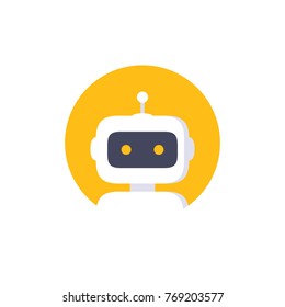 Robot icon. Bot sign design. Chatbot symbol, logo template. Modern flat style cartoon character illustration. Isolated on white