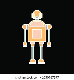 Robot icon. Cartoon comic Robot vector icon for web design isolated on black background