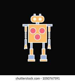 Robot icon. Cartoon cyborg Robot vector icon for web design isolated on black background