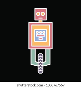 Robot icon. Cartoon funny Robot vector icon for web design isolated on black background