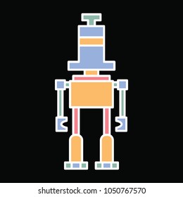 Robot icon. Cartoon funny Robot vector icon for web design isolated on black background