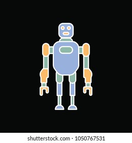 Robot icon. Cartoon future Robot vector icon for web design isolated on black background