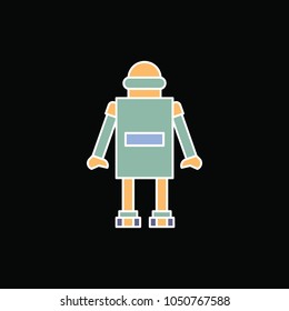 Robot icon. Cartoon futuristic Robot vector icon for web design isolated on black background