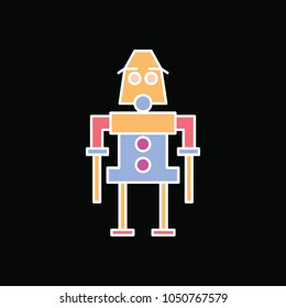 Robot icon. Cartoon mascot Robot vector icon for web design isolated on black background