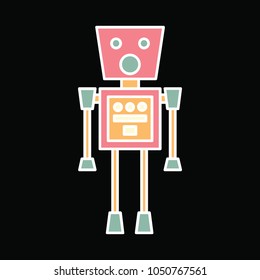 Robot icon. Cartoon space Robot vector icon for web design isolated on black background