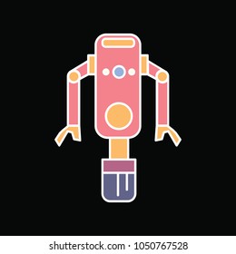 Robot icon. Cartoon Robot toy vector icon for web design isolated on black background