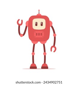 Robot icon. Character, cartoon. Color drawing. Vertical front view. Vector simple flat graphic illustration. Isolated object on a white background. Isolate.