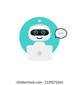 Robot icon. Chat Bot sign for support service concept. Chatbot character flat style.