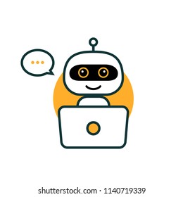 Robot Icon. Chat Bot Sign For Support Service Concept. Chatbot Character Flat Style.