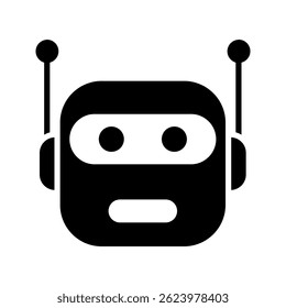 Icono del robot. color del icono del chatbot editable en el fondo blanco