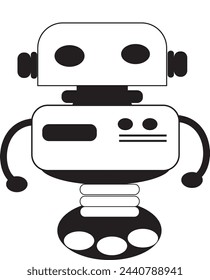 Robot icon. Chatbot icon. Cute smiling bot. Outline robot sign in blue circle. Vector flat line cartoon illustration isolated on white background. 