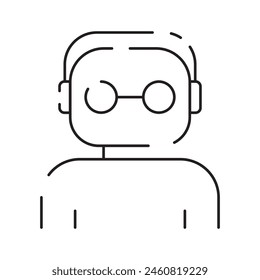 Robot icon. Chatbot icon. Cute smiling bot. Outline robot sign. Vector flat line cartoon illustration. Voice support service bot. Virtual online support