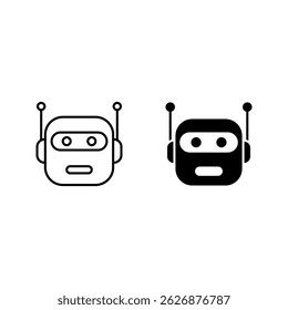 Icono de robot. Conjunto de iconos de chatbot Color editable sobre fondo blanco