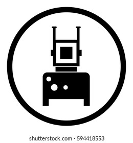 Robot icon in circle on white background