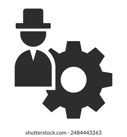 robot icon, corporate management, manager symbol, flat vector illustration on a white background