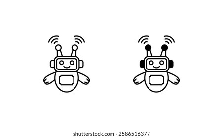 Robot icon design with white background stock illustration