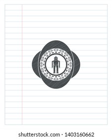 robot icon drawn in pencil. Vector Illustration. Detailed.