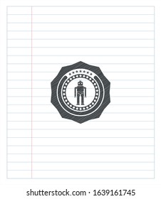 robot icon emblem draw with pencil effect. Vector Illustration. Detailed.