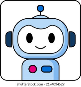 Robot icon in flat design on white background, machine linear style sign for mobile concept and web design, automation outline vector icon, character logo illustration,