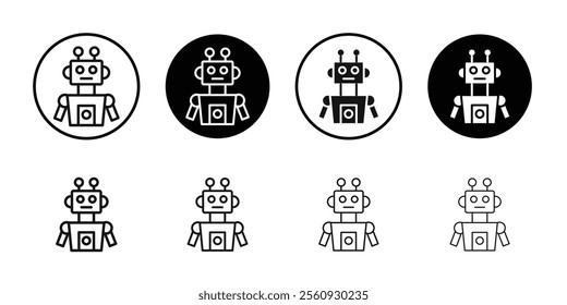 Robot Icon Flat outline fill set collection