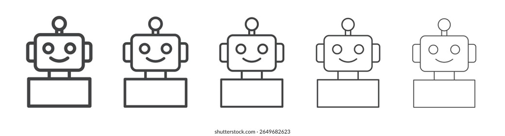 Icono de robot Símbolo de ilustración delgada plana