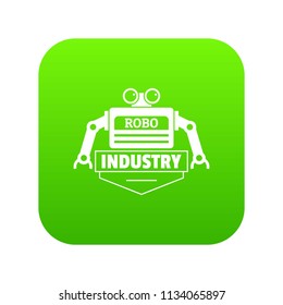 Robot icon green vector isolated on white background