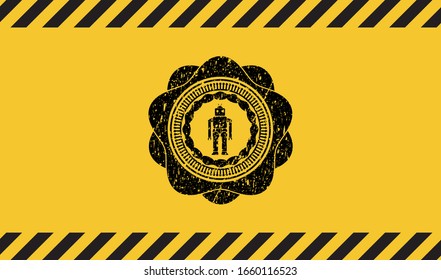 robot icon grunge warning sign emblem. Vector Illustration. Detailed.