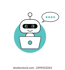 Ilustración del icono del robot. Signo de chatbot para concepto de servicio de Asistencia. Profesional chatbot personaje sobre fondo blanco