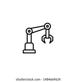 Robot icon. Industrial mechanical robotic arm vector icon. Robot icon page symbol for your web site design. Vector illustration, EPS10.