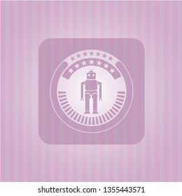 robot icon inside badge with pink background