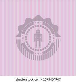 robot icon inside badge with pink background