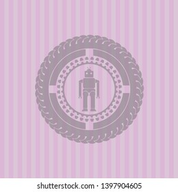 robot icon inside badge with pink background