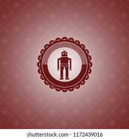 robot icon inside badge with red background