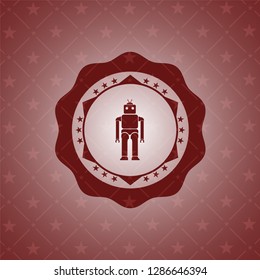 robot icon inside badge with red background