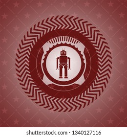 robot icon inside badge with red background