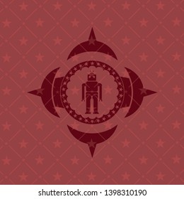 robot icon inside badge with red background