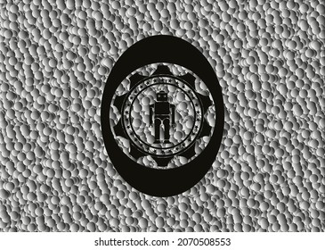 robot icon inside black badge with bubbles background. Vector Illustration. Detailed. 