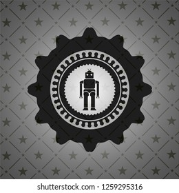 robot icon inside black emblem
