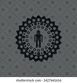robot icon inside black emblem. Vintage.