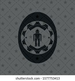 robot icon inside black emblem