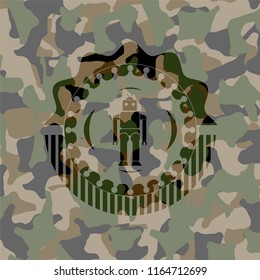 robot icon inside camo emblem