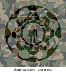 robot icon inside camouflage emblem