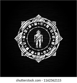 robot icon inside chalk emblem