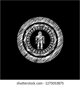 robot icon inside chalk emblem